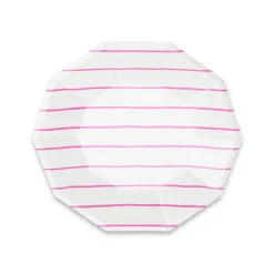 Cerise Frenchie Striped Small Plates, Pack of 8