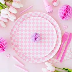 Check It! Tickle Me Pink Dessert Plates, Pack of 8