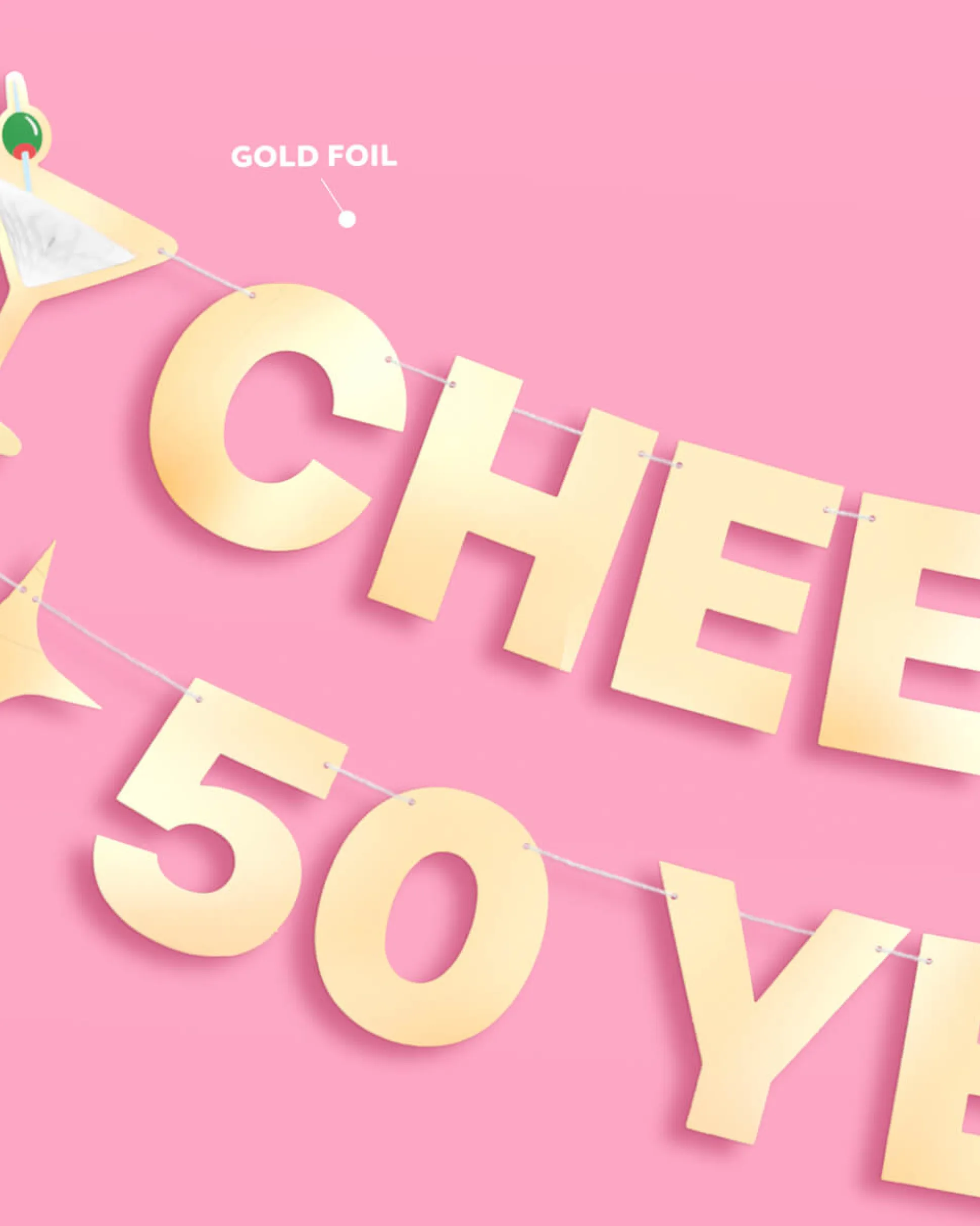 Cheers to 50 Years Banner - 3D paper banner