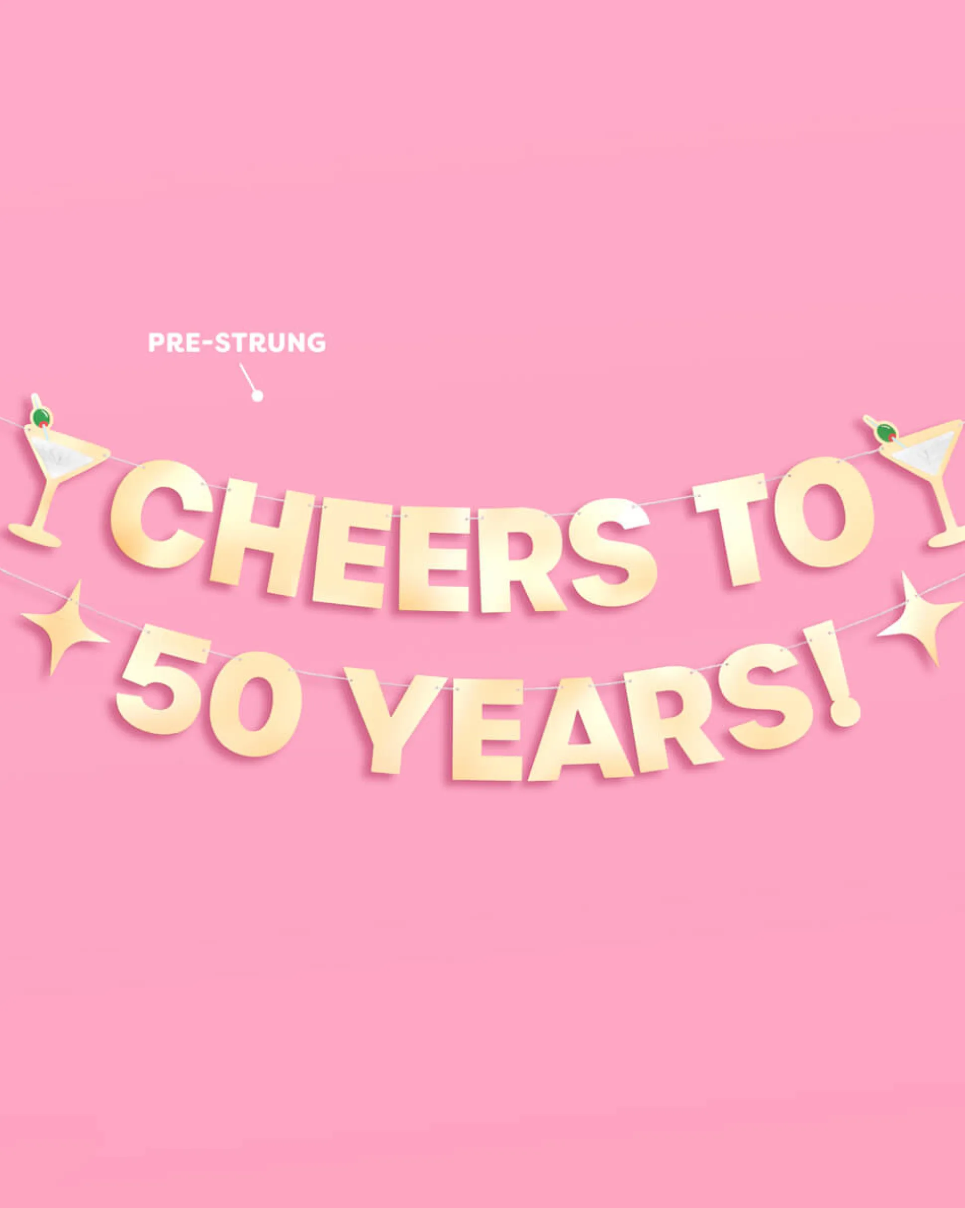 Cheers to 50 Years Banner - 3D paper banner