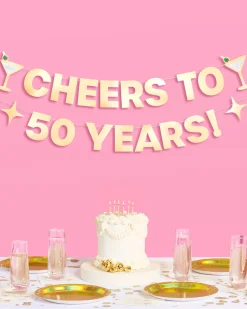 Cheers to 50 Years Banner - 3D paper banner