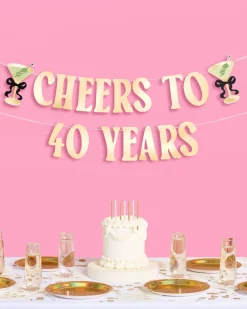Cheers to 40 Years Banner - gold foil banner