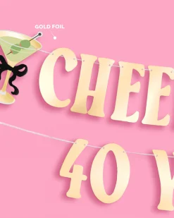 Cheers to 40 Years Banner - gold foil banner