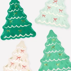 Christmas Tree With Bows Plates, Pack of 8