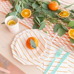 Clementine Frenchie Striped Small Plates, Pack of 8