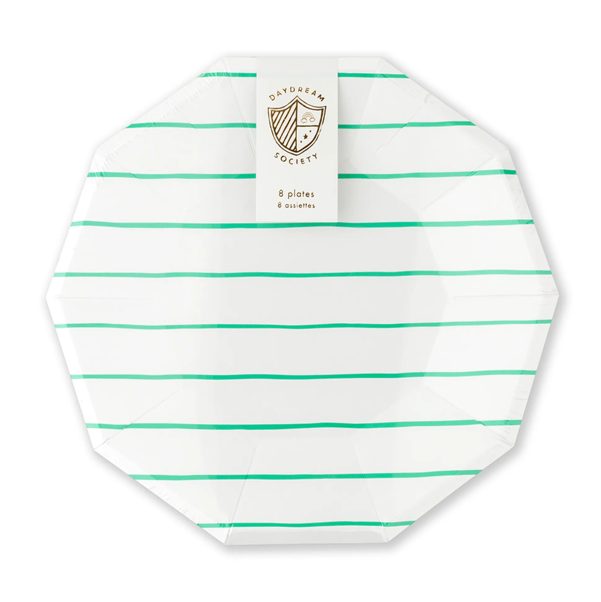 Clover Frenchie Striped Large Plates, Pack of 8