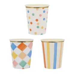 Colorful Pattern Cups, Assorted Pack of 8