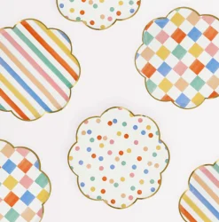 Colorful Pattern Side Plates, Assorted Pack of 8