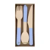 Cornflower Blue Wooden Cutlery Set, Pack of 24