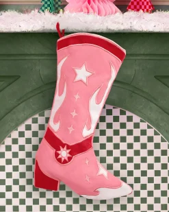 Cowgirl Boot Stocking - pink and red stocking
