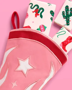 Cowgirl Boot Stocking - pink and red stocking
