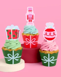 Deck the Cupcakes Set - 24 sets of liners + toppers