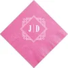 Deco Diamond Personalized Cocktail Napkin, White Foil