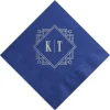 Deco Diamond Personalized Cocktail Napkin, Silver Foil