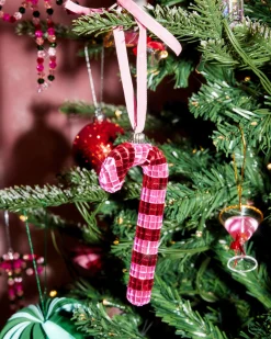 Disco Candy Cane Ornament - disco tiled ornament