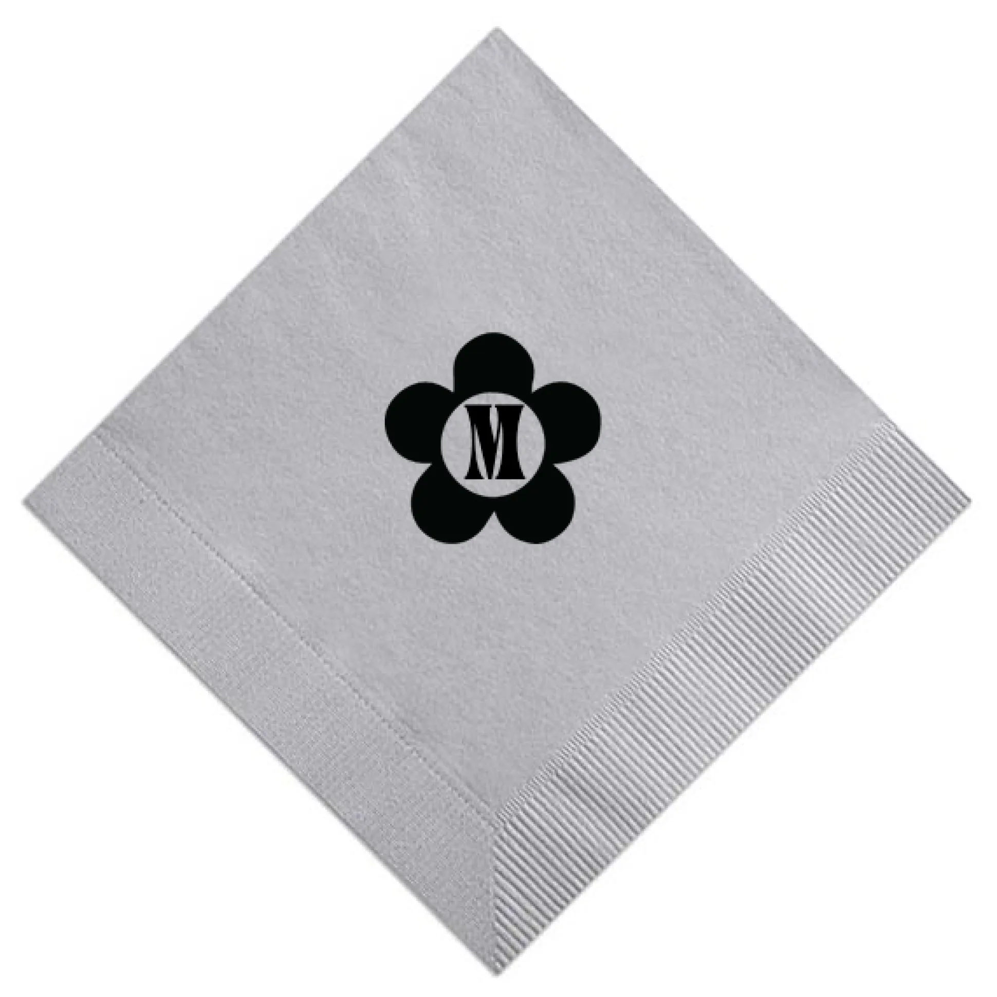 Disco Floral Initial Napkin, Black Foil