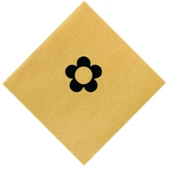 Disco Floral Initial Napkin, Black Foil