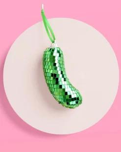 Disco Pickle Ornament - green disco ornament