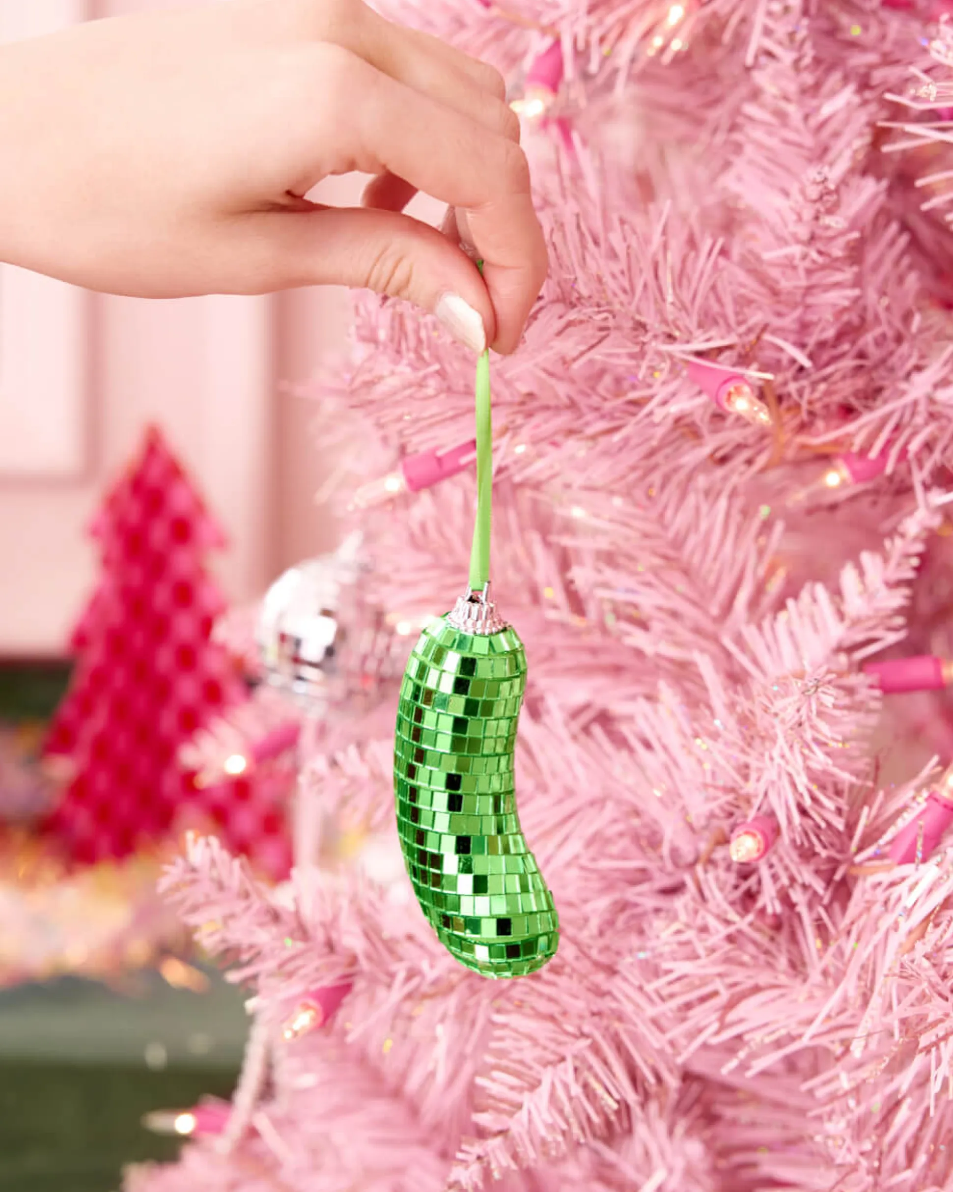 Disco Pickle Ornament - green disco ornament