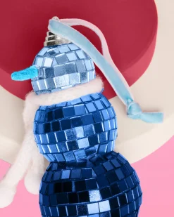 Disco Snowman Ornament - blue disco ornament