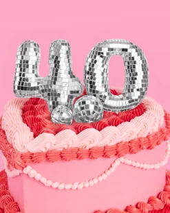 40 Disco Topper - 6 pc mirrored cake toppers