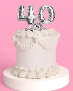 40 Disco Topper - 6 pc mirrored cake toppers