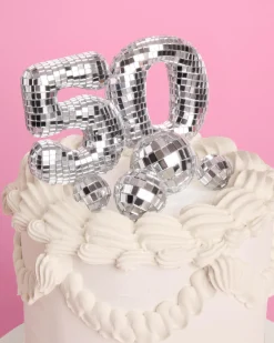 50 Disco Topper - 6 pc mirrored cake toppers