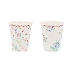Ditsy Posy Scalloped Cups, Pack of 8