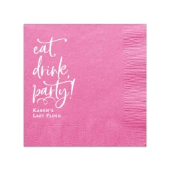 Eat, Drink, Party Cocktail Napkin, White Foil