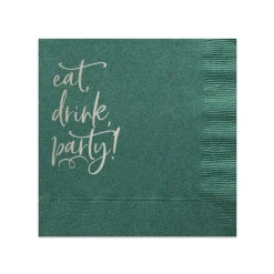 Eat, Drink, Party Cocktail Napkin, Silver Foil
