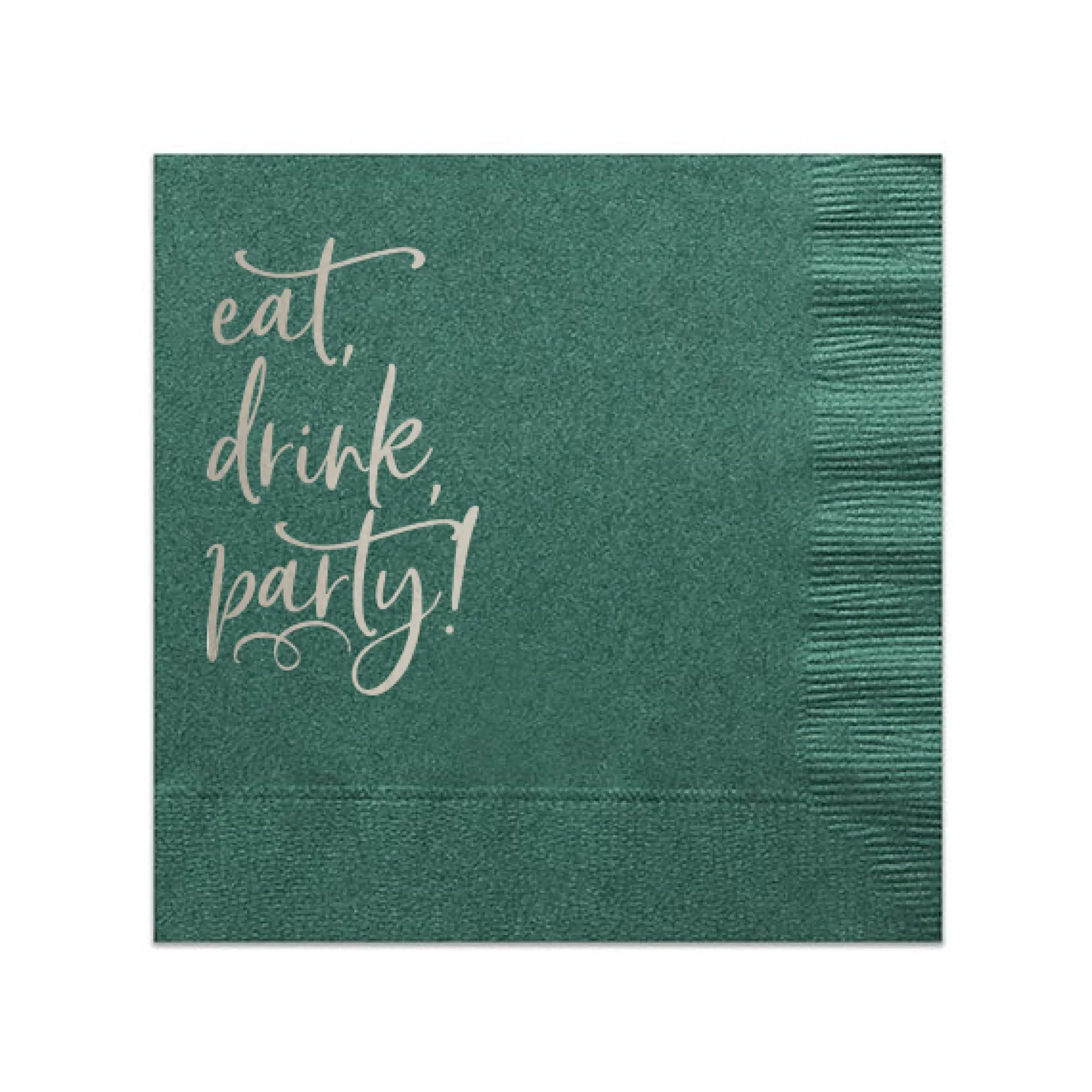 Eat, Drink, Party Cocktail Napkin, Silver Foil