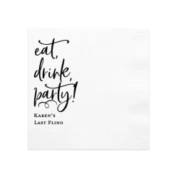 Eat, Drink, Party Cocktail Napkin, Black Foil