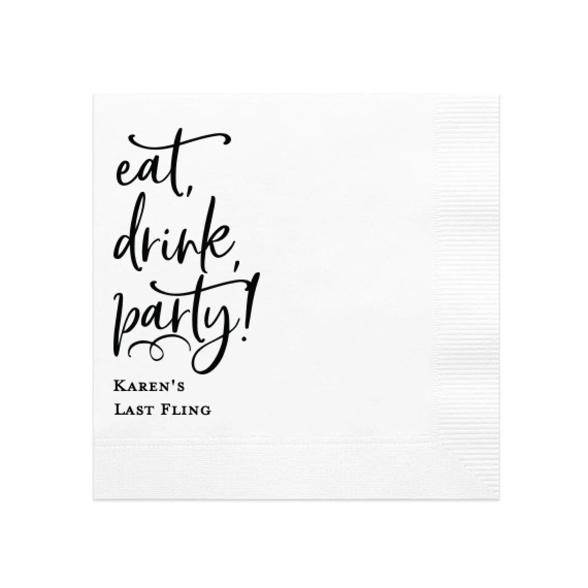 Eat, Drink, Party Cocktail Napkin, Black Foil