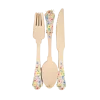 Elegant Floral Wooden Cutlery, Pack of 24