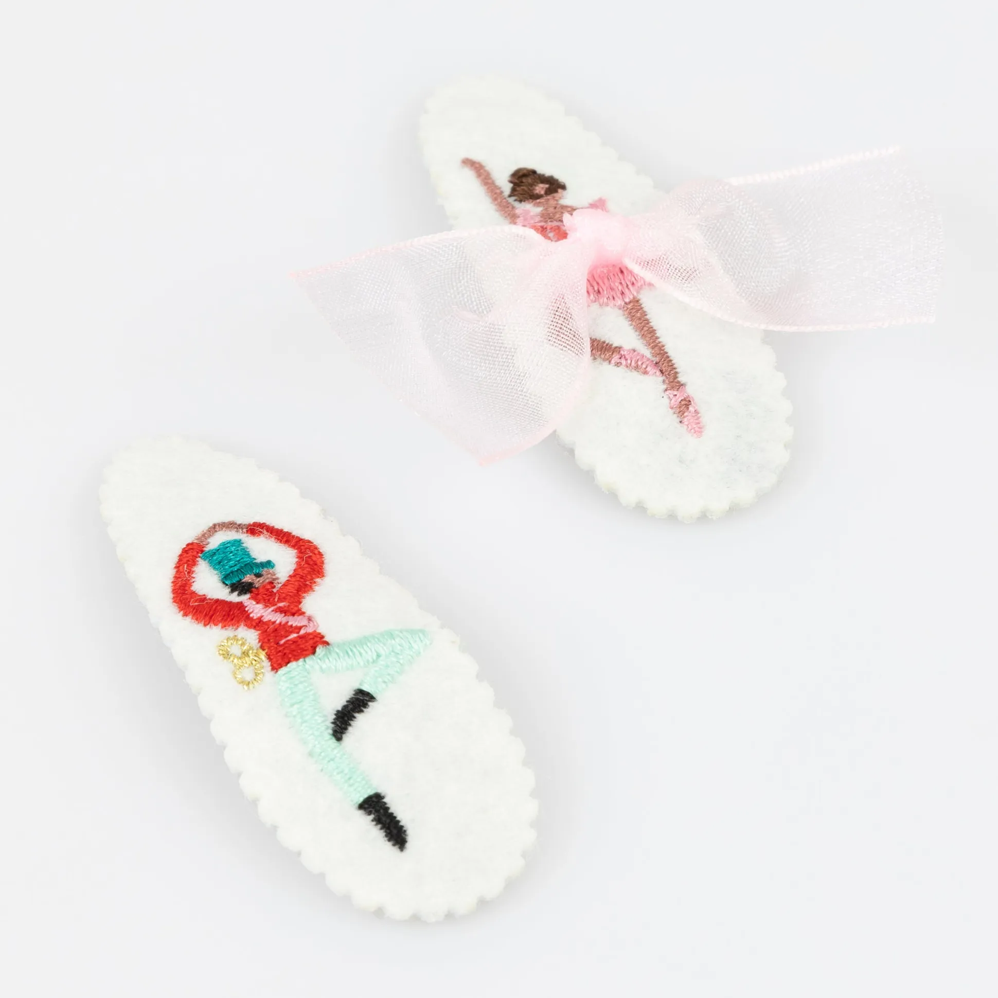 Embroidered Nutcracker Hair Clips