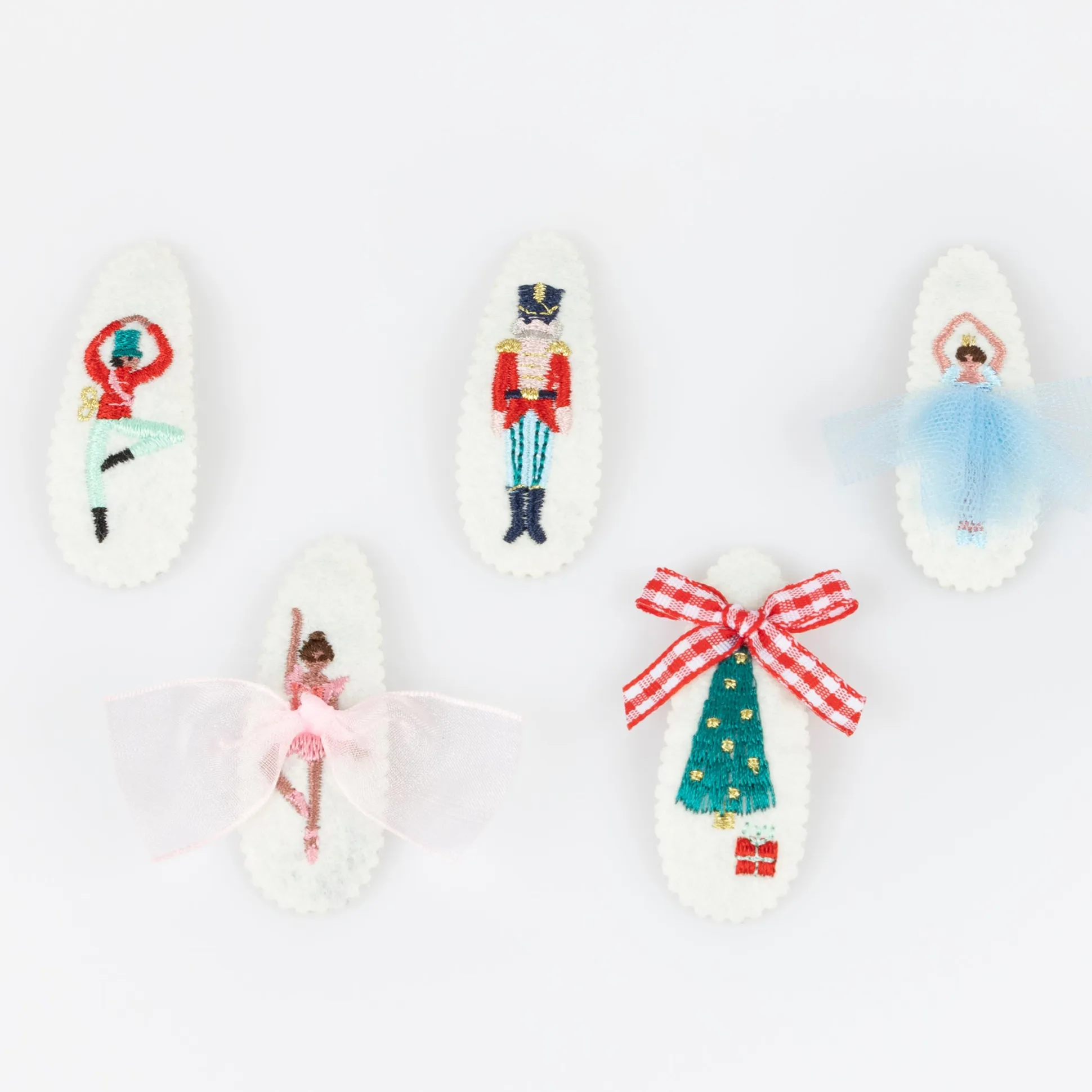 Embroidered Nutcracker Hair Clips