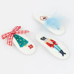 Embroidered Nutcracker Hair Clips
