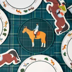 Equestrian Horse Riding Paper Dinner Plates, Set of 12