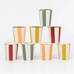 Fall Stripe Cups, Pack of 8