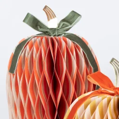 Fall Stripe Paper Honeycomb Pumpkins, Pack of 3