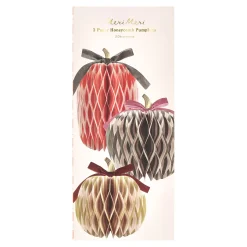 Fall Stripe Paper Honeycomb Pumpkins, Pack of 3