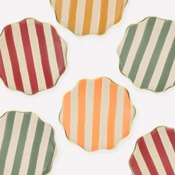 Fall Stripe Side Plates, Pack of 8