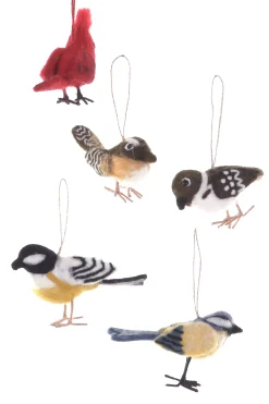Felted Bird Ornaments, Set of 5