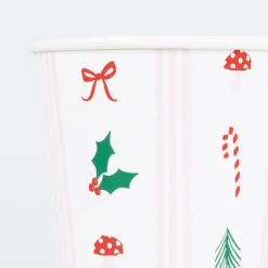 Festive Icons Stripes Cups, Pack of 8