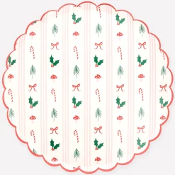 Festive Icon Stripes Dinner Plates, Pack of 8