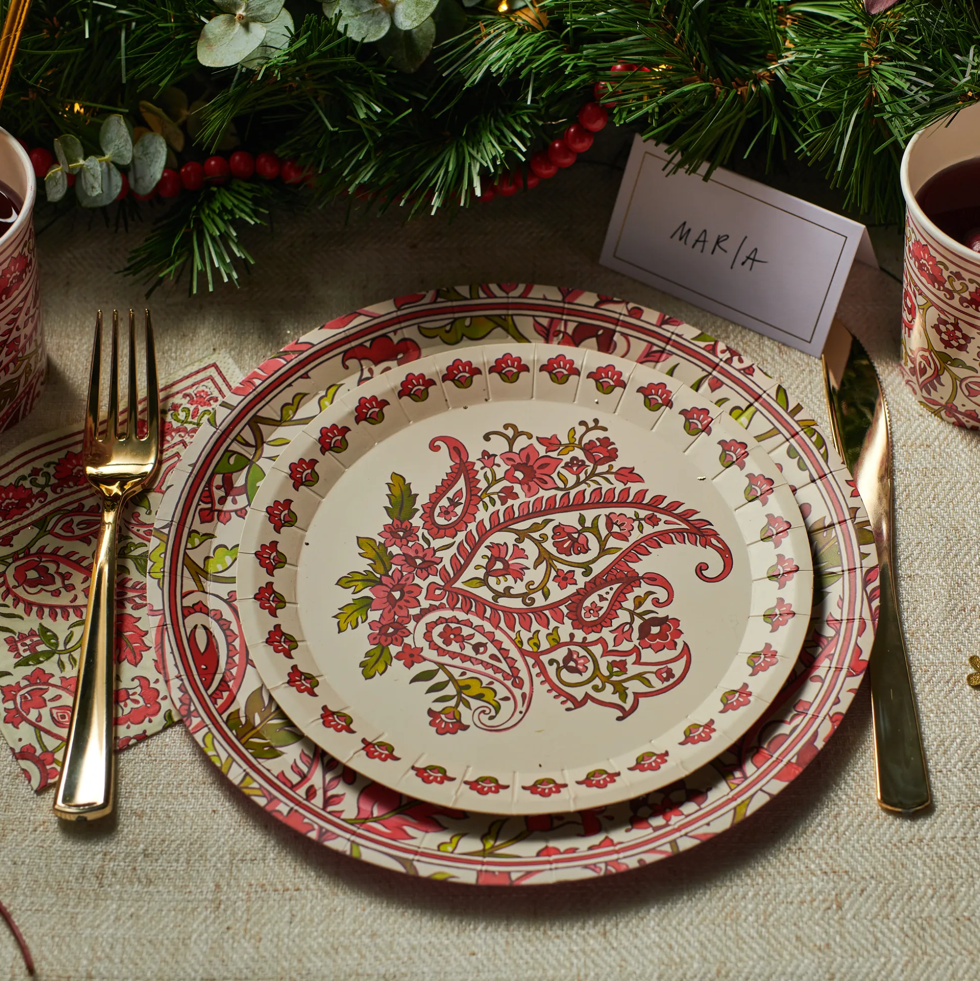 Festive Paisley Small Plates (10 per pack)