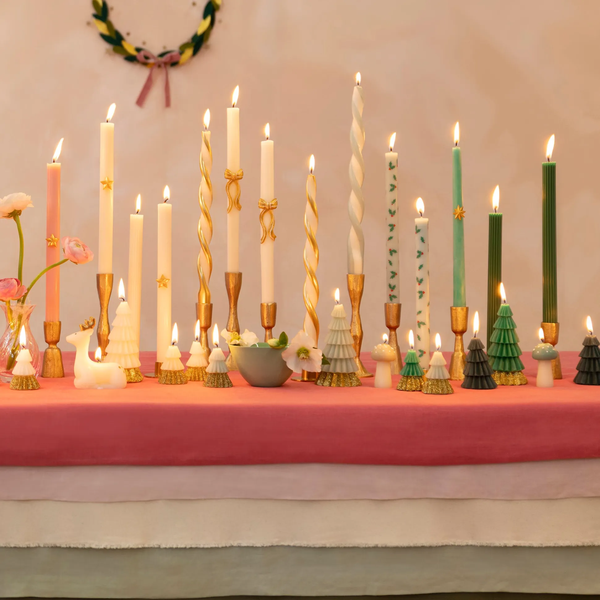 Festive Patterned Table Candles, Pack of 8