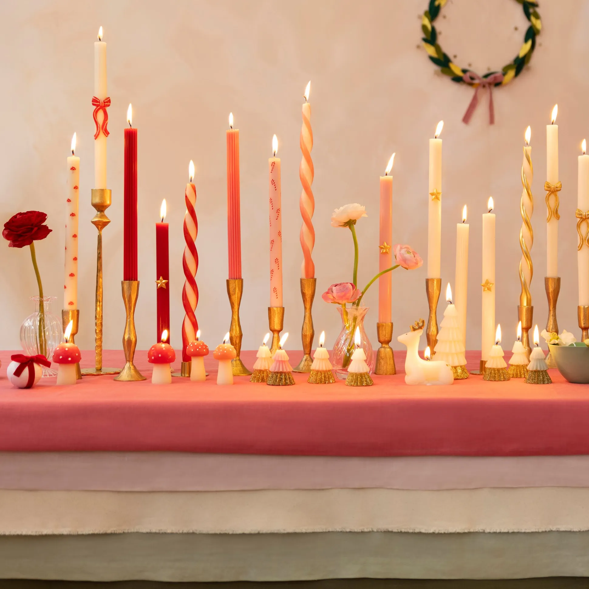 Festive Patterned Table Candles, Pack of 8