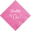 First Birthday Custom Napkin, White Foil