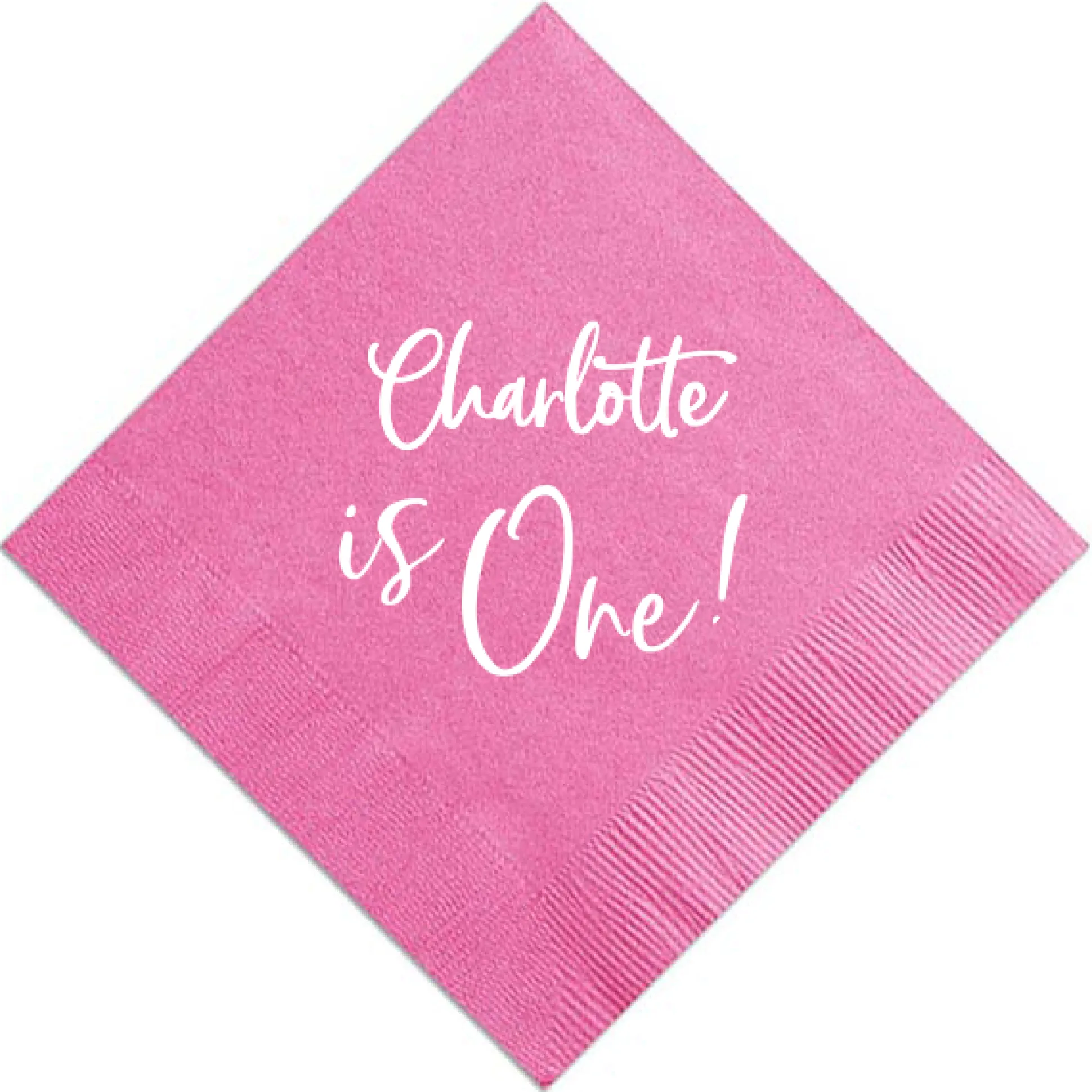 First Birthday Custom Napkin, White Foil